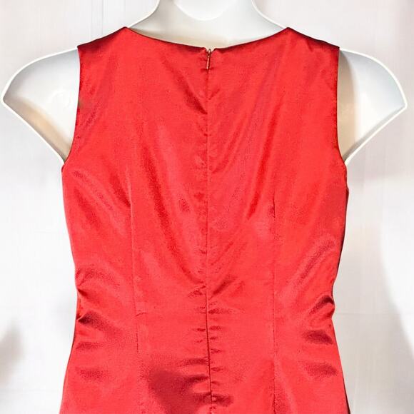 Vintage Positive Attitude Red Satin Cocktail Dress Sz 10 Sleeveless Holiday Glam - Picture 6 of 9